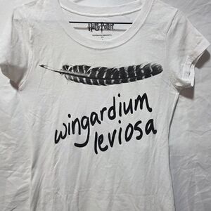Harry Potter Juniors Large White T-Shirt Wingardium Leviosa with Feather